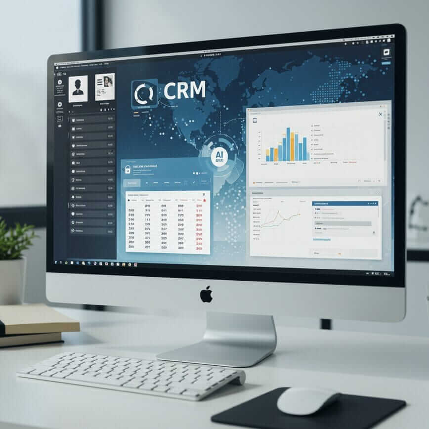 To illustrate the efficiency and professionalism of an 'Integrated CRM with AI' through a single, unified dashboard.